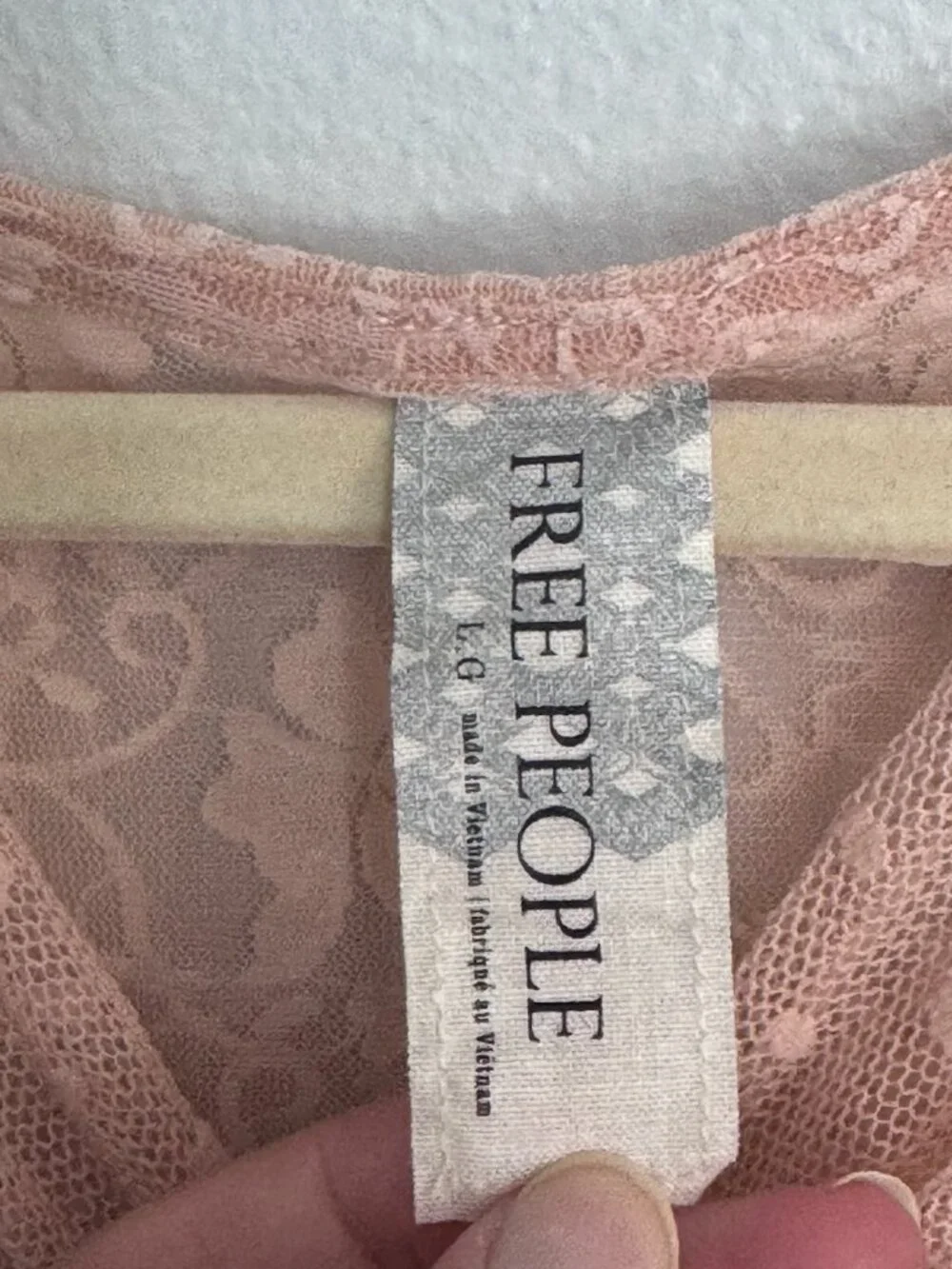Free People Blush Pink Swiss Dot Lace Crossover Halter Peplum Tank Top L